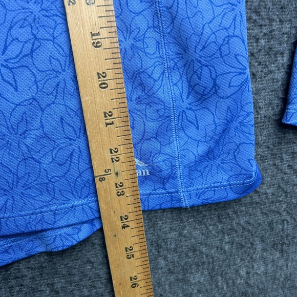 L.L.Bean Shirt M Reg Floral 1/4 Zip Long Sleeve Mock Neck Lightweight Running - Picture 7 of 9